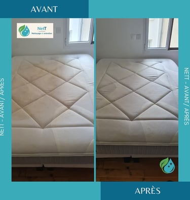 Nettoyage professionnel de matelas avant/après par NetT à Toulouse – Résultat impeccable