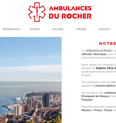 site internet ambulances du rocher