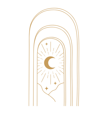 Golden archway with moon in the center
