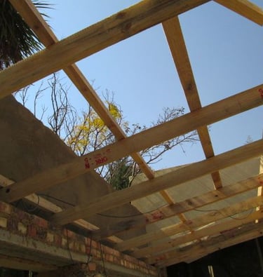 Construction of new roof structure after removal of damaged structure Krugersdorp Environmental Pro Construction