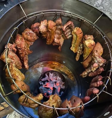 deliciosa carne en candelabro parrilla