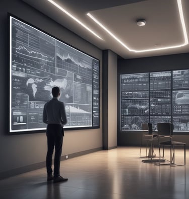 A focused business meeting where a team discusses growth strategies using charts and laptops.