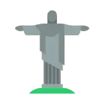 Minimalist illustration of the Christ the Redeemer statue icon from Rio de Janeiro, Brazil.