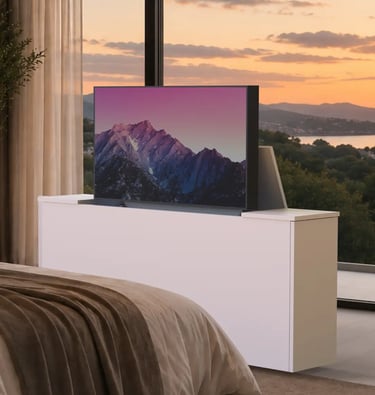 mueble con sistema de elevación para esconder la tv