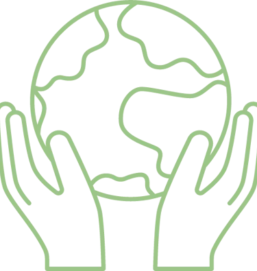 Outline of hands holding the Earth