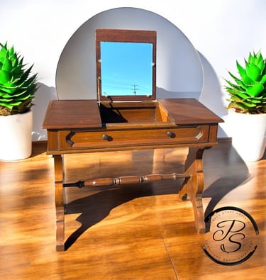 antique natural walnut vanity