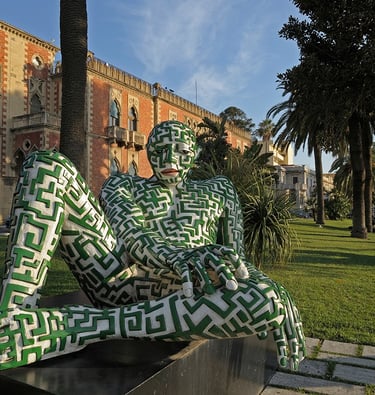 Rabarama maze sculpture on Lungomare Falcomatà in Reggio Calabria, Italy.