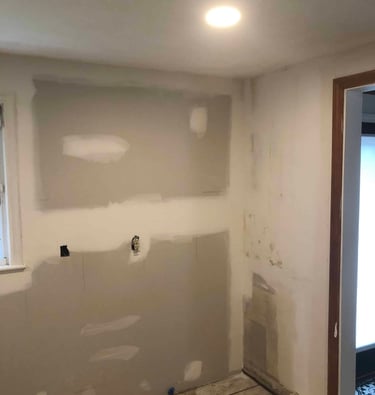 drywall repair in a bathroom