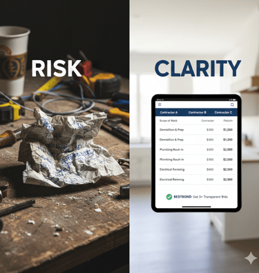 左手写报价单(标记为 "Risk")右边是 Bestbond 整洁的对比表格
