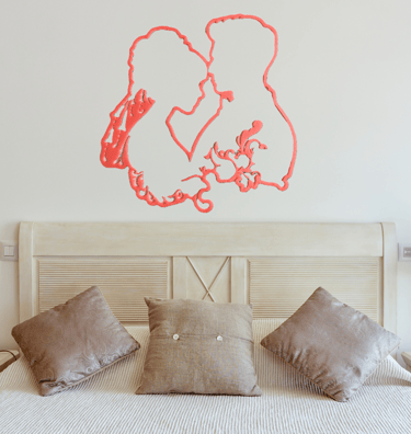Wedding couple wall art - glow in the dark