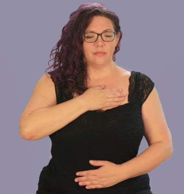 rachel meditation, purple background