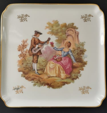 LEC R Leclair Limoges Square Dresser Trinket Tray Dish