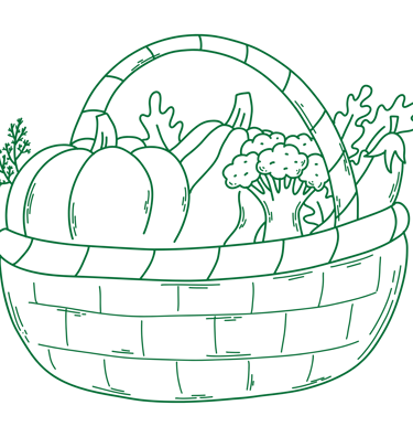 icone d'un panier avec des légumes représentant le travail agricole
