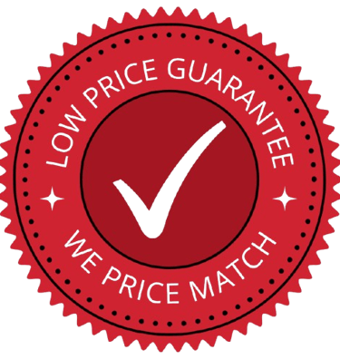 "Low price guarantee - we price match" sticker