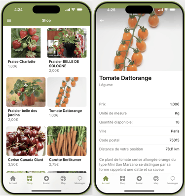 Potami est un réseau social autour du potager où on peut acheter et vendre des fruits et légumes.