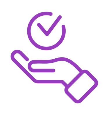 une main avec dedans un symbole de validation