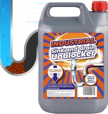 a bottle of industrial cleaner and a bottle of cleaner
