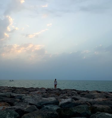 Martina looking out to the sea in Dubai.