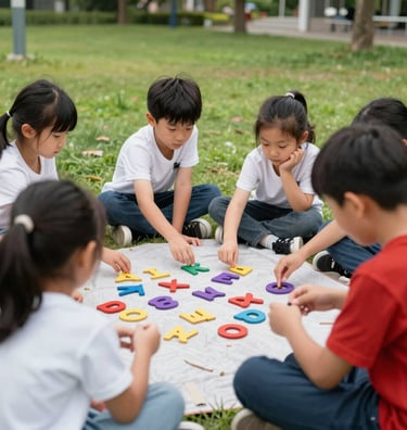 A lively group reading a theatrical story with expressive gestures in a cozy room.