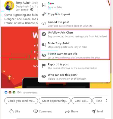 linkedin - post dismissal
