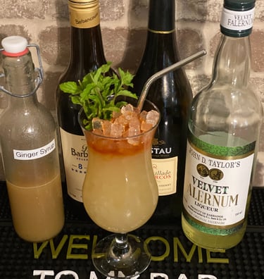Coffey Park Swizzle rhum barbancourt falernum amontillado sherry ginger