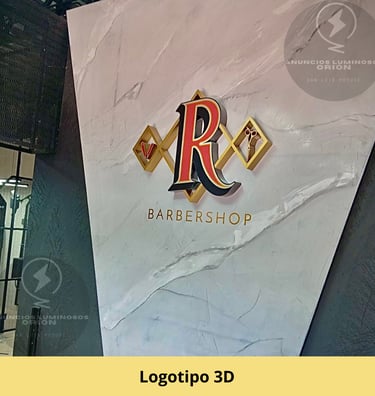 Logotipo 3D simple en muro interior.