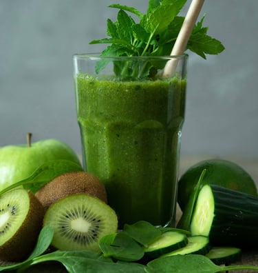 glass of kiwi fruit and whey smoothie