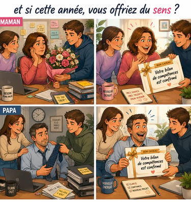 Images avec des parents recevant un cadeau un bilan de compétences