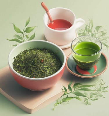 a wooden bowl with a variety of different types of teas