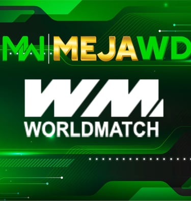 Logo WMC, mitra resmi Meja WD, melambangkan aliansi yang maju dalam industri judi online