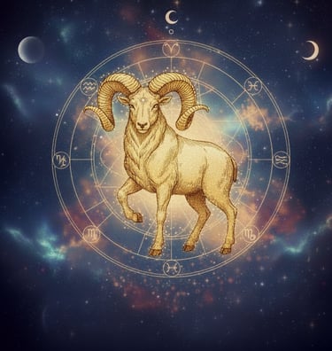 a goat with a zodiac sign on it