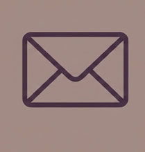 Minimalist purple outline of an envelope icon representing email and digital communication.
