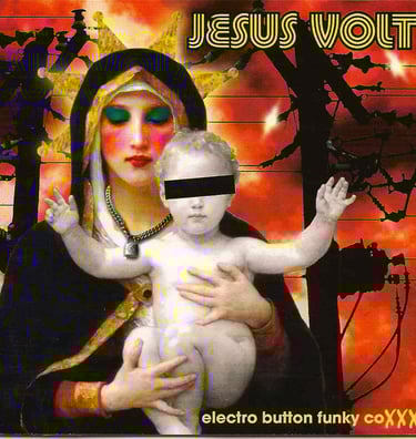 Pochette de l'album de Jesus Volt Electro Button Funky Coxxx de couleur rouge sans remix