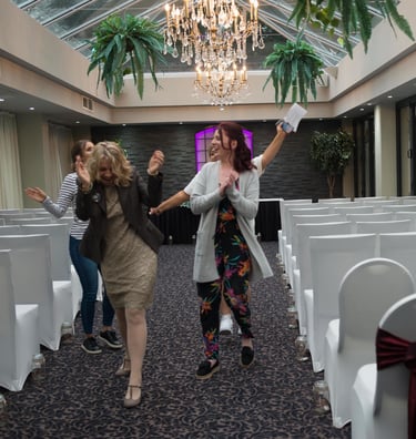 Dancing to ease the Bride's nerves!
