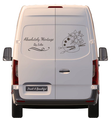 Image of a van with Absolutely Mintage written on it to show the collection and delivery service available