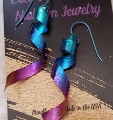 Titanium Niobium Spiral Coil Earrings