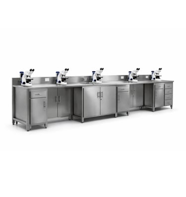 Muebles de laboratorio en acero inoxidable 304 y 316 fabricados por Durata Colombia