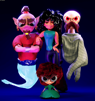 a group of ghost that are standing next to each other