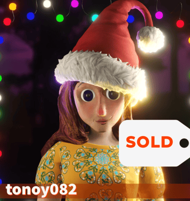 a young girl wearing a santa hat and a santa hat CNFT/NFT by rwiat-nfts SOLD
