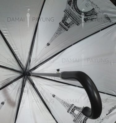 Payung promosi polos golf Rosida premium hitam silver paris dalam