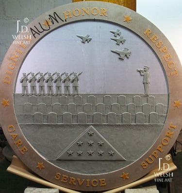 Military Memorial Plaque - 30" - clay sculpture - Jeremiah D Welsh