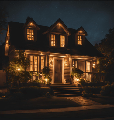 House with backup power keeping lights on during powercut
