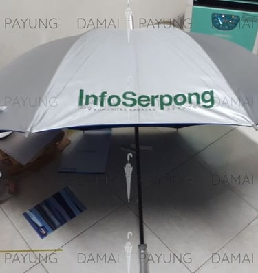 Payung promosi polos golf silver biru InfoSerpong