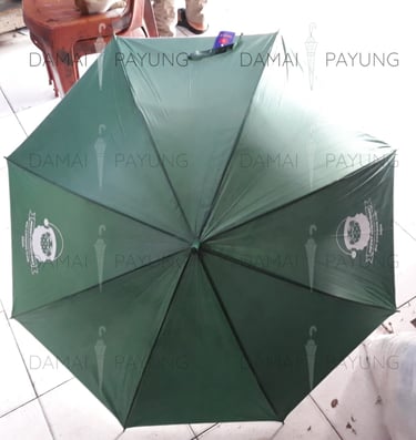 Payung promosi polos tongkat hijau silver GKI atas