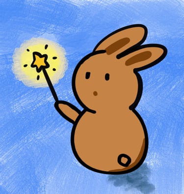 The Rabbit's Secret Stories Logo our brown rabbit's wand to magical stories