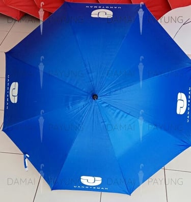 Payung promosi polos golf biru silver uang teman 2
