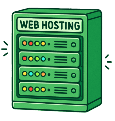 a green web hosting server rack
