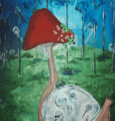 a painting of forest hunted, Halloween painting wall décor 