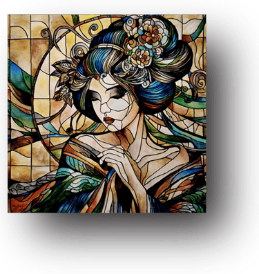 Tiffany Swensen watercolor painting The Geisha stained glass