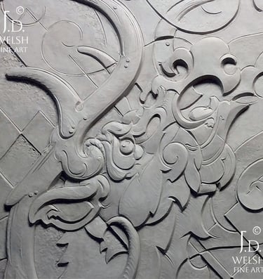 Mountain Song - Modernist Elk Bugling - Clay Relief Detail - Jeremiah D Welsh